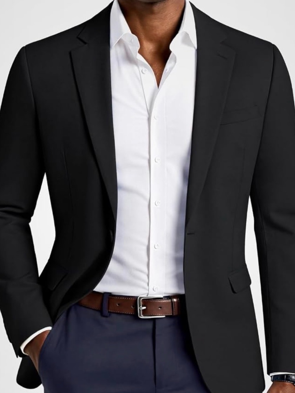 Men's Black Slim-Fit Wool Blazer - Classic Tailored Jacket